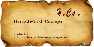Hirschfeld Csenge névjegykártya